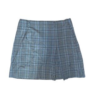 vintage 90s blue plaid pleated mini skirt